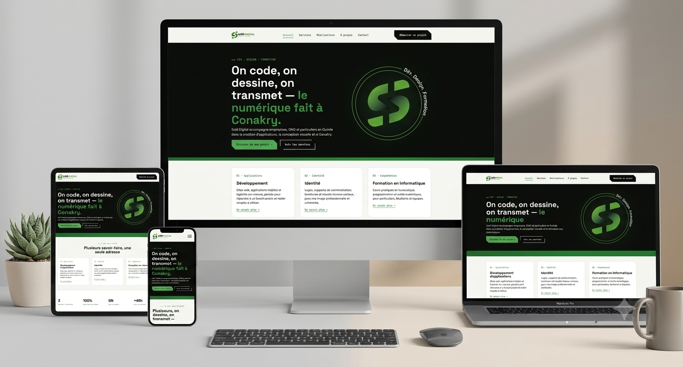 Site vitrine Saïd Digital affiché sur ordinateur, tablette et mobile